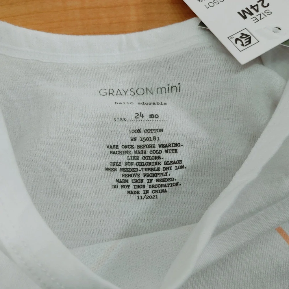Grayson Mini Baby Bodysuit Bundle 3pc  Gray Yellow White 6-9M 18M 24M‎